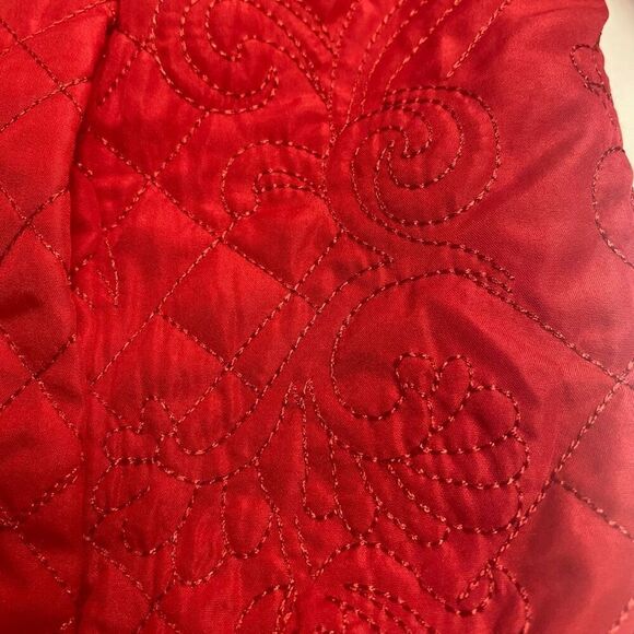 R.Q.T. Quilted‎ Embroidered Zip Up Collared Blazer Red Size Small Petite Pockets - Picture 14 of 14